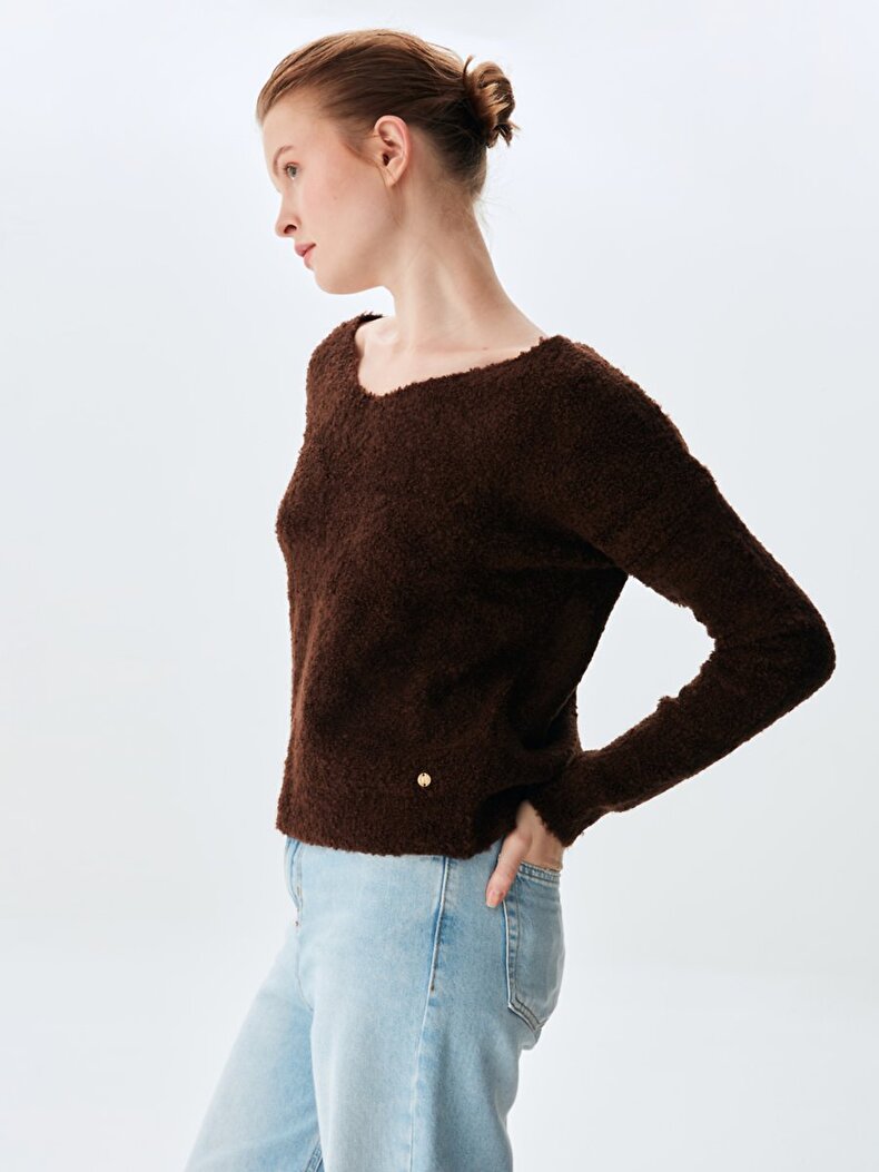V-neck Knitwear Brown Pullover