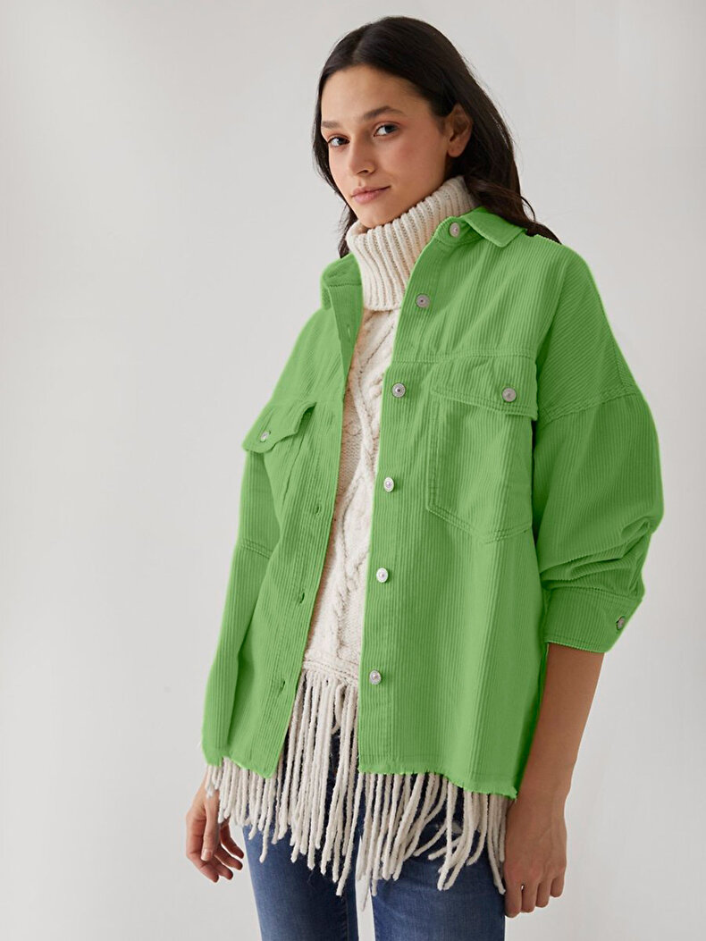 Ribbed Velvet Groen Overhemd