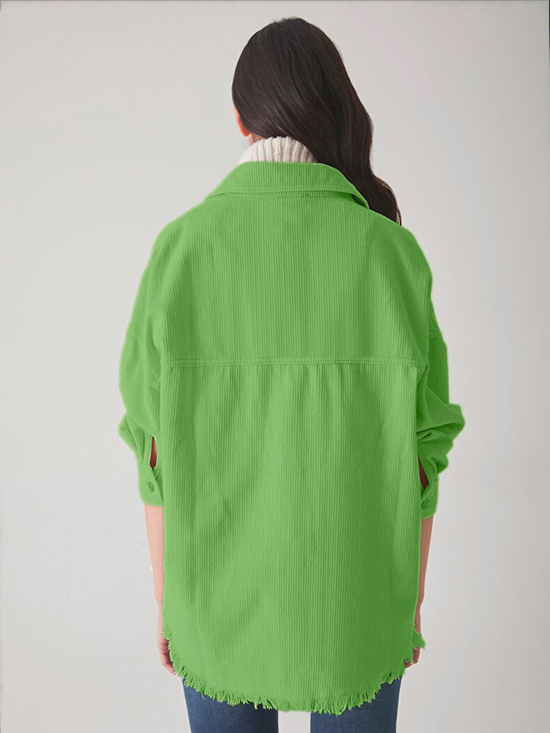 Ribbed Velvet Groen Overhemd