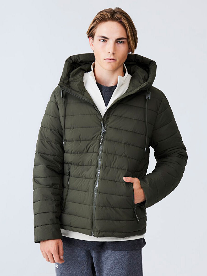 With Hood Puffer Green