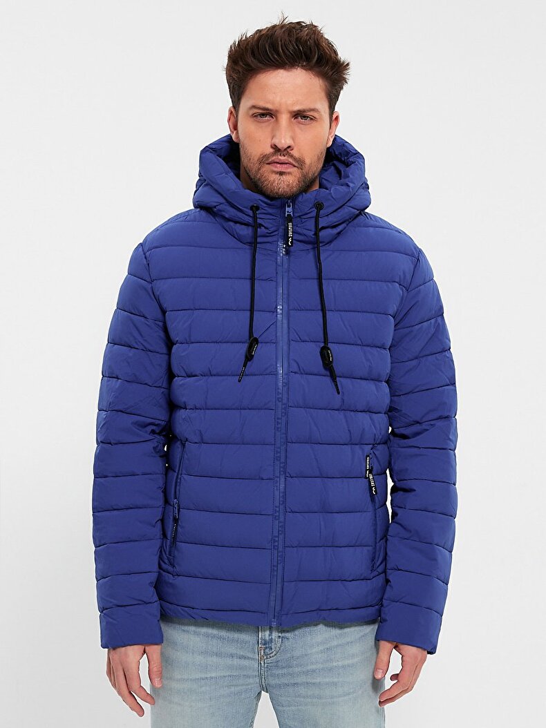 With Hood Puffer Navy Jacket