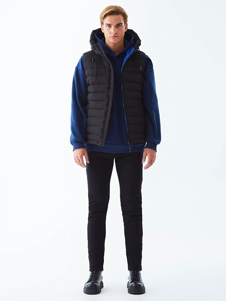With Hood Puffer Black Vest