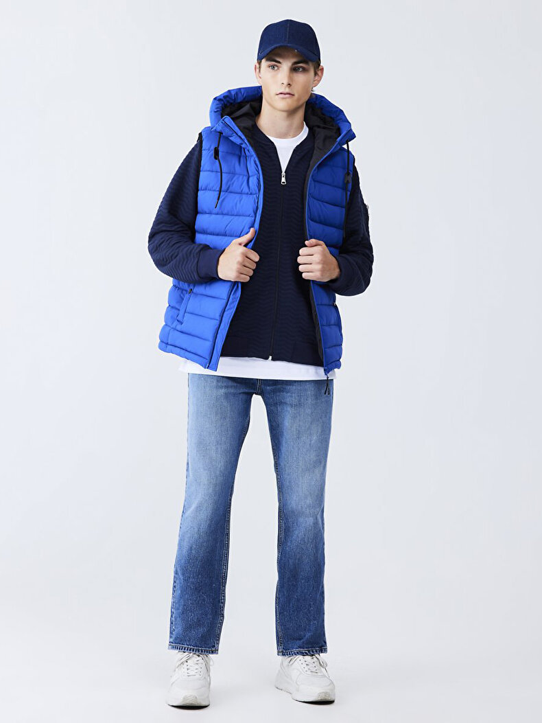 With Hood Puffer Navy Vest