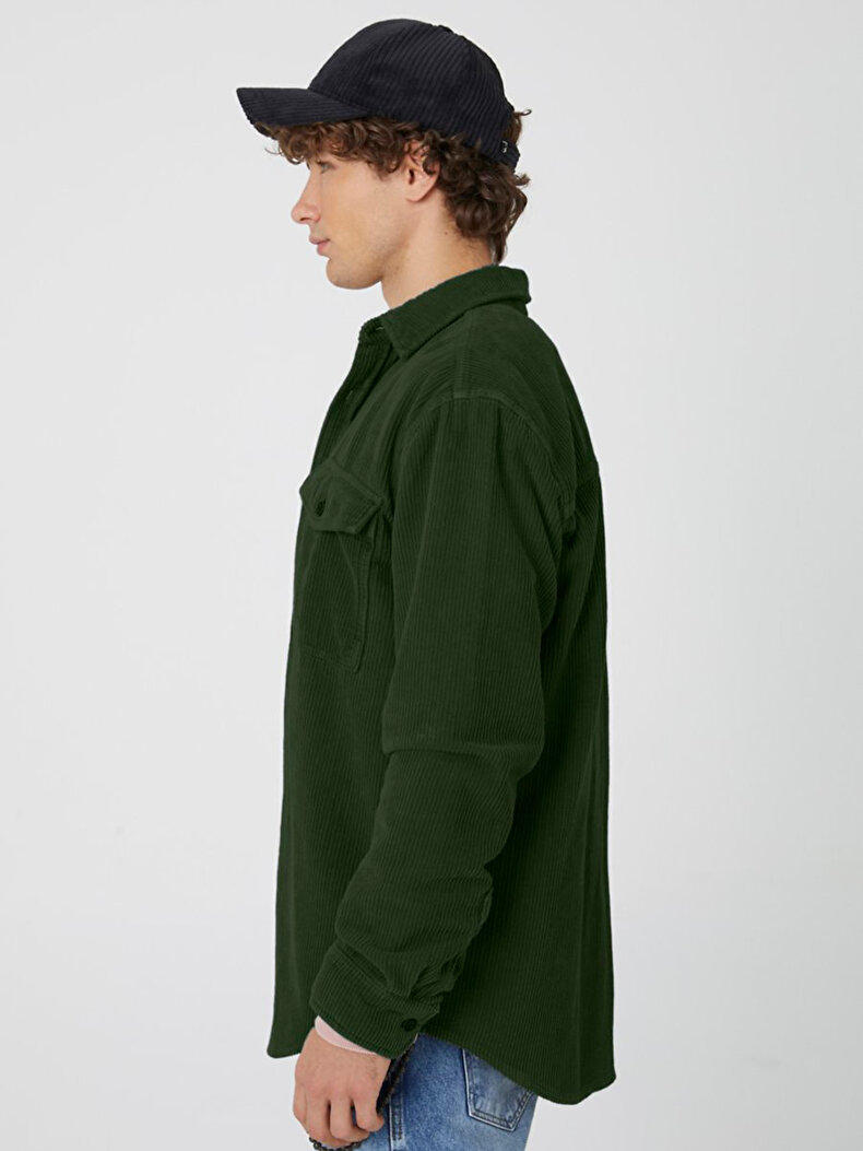 Ribbed Velvet Green Shirt