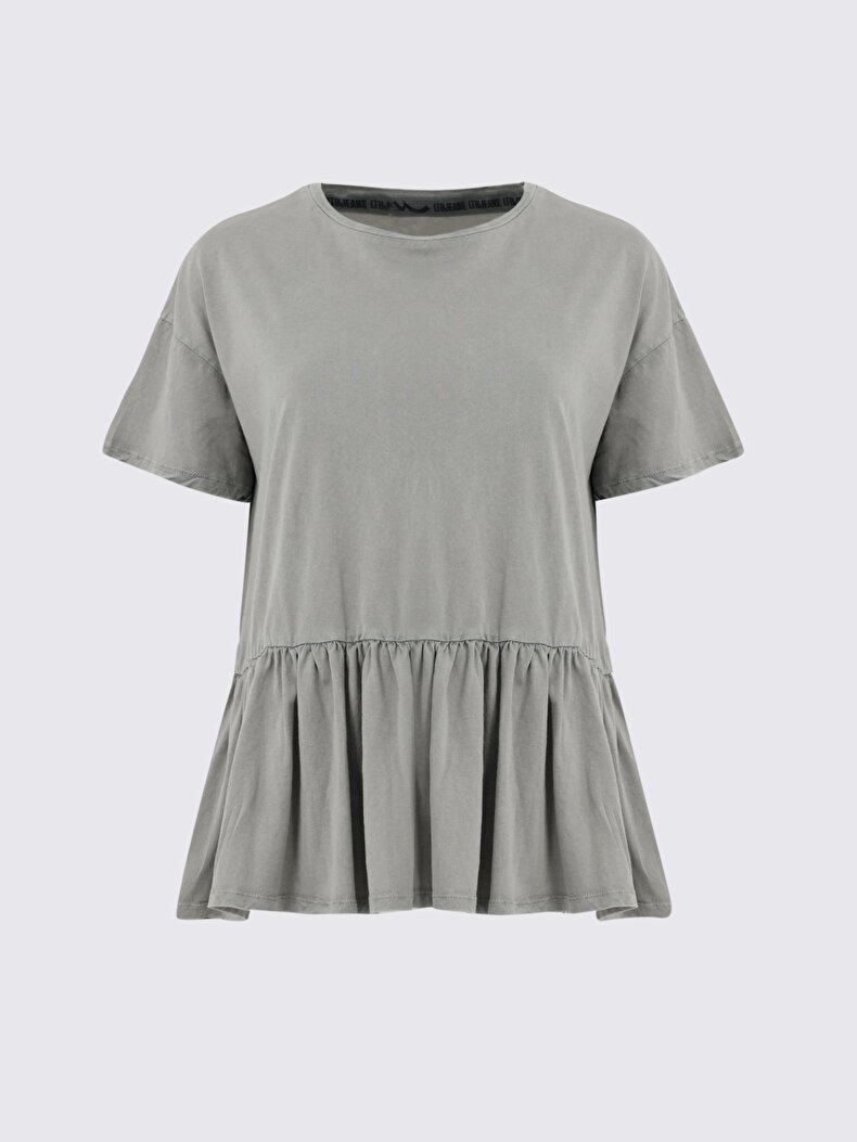 Bleached Ruffled Grijs T-shi̇rt