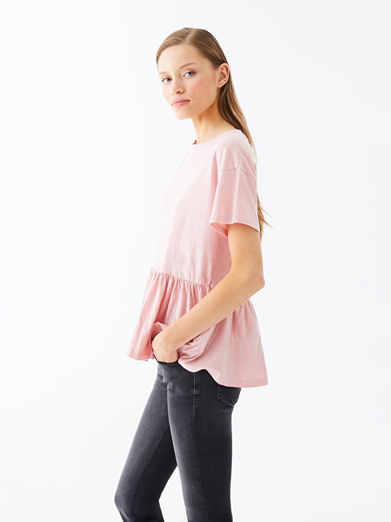 Bleached Ruffled Li̇la T-shirt