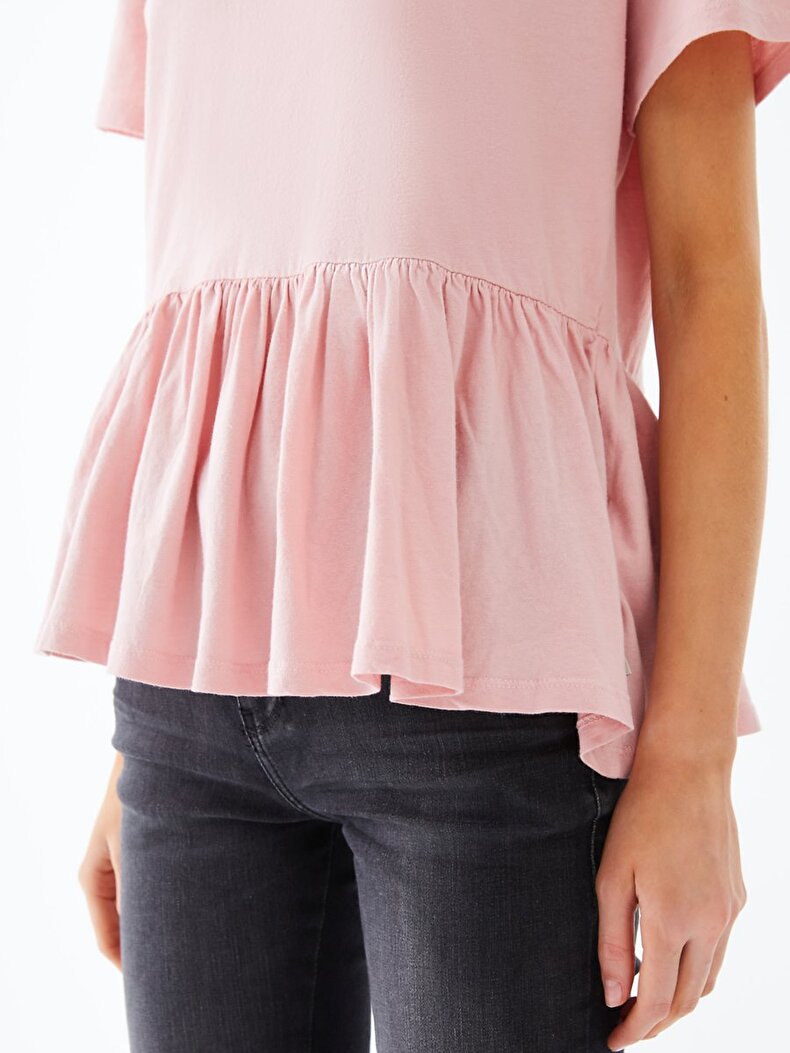 Bleached Ruffled Li̇la T-shirt