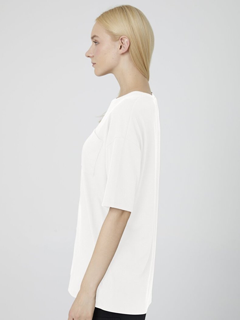 Oversized With Pockets Weiss T-shirt