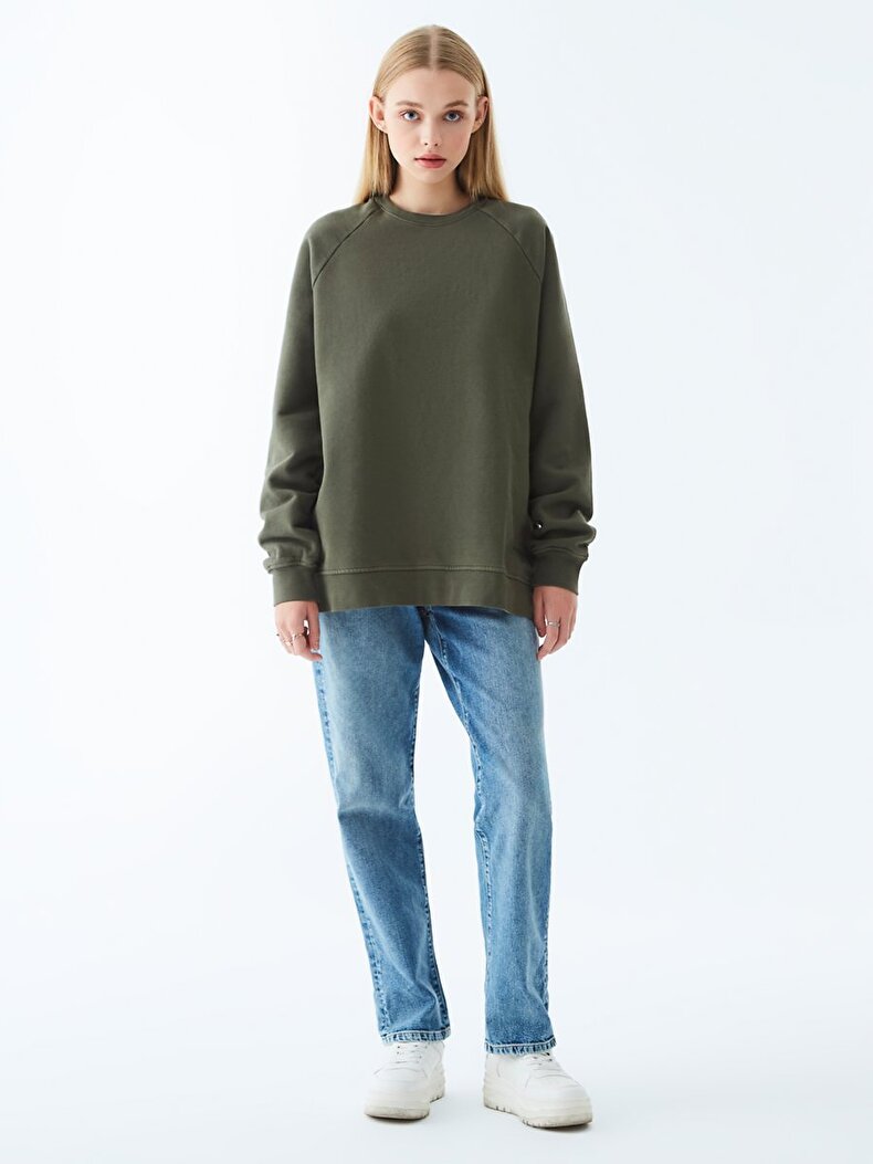 Bleached Comfortable Cut Green Sweatshirt