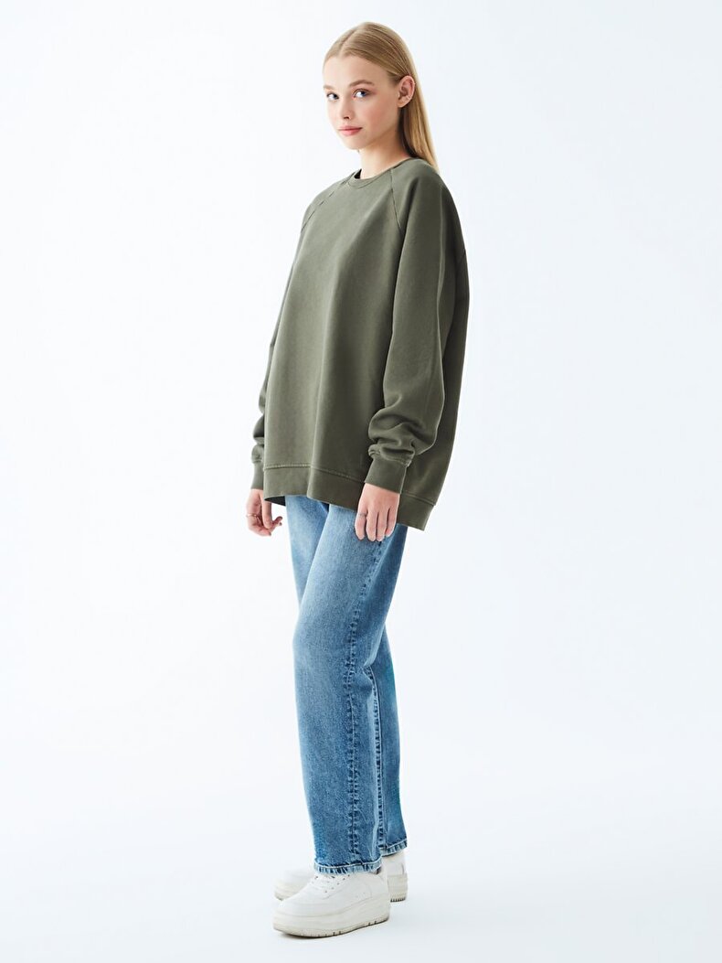 Bleached Comfortable Cut Green Sweatshirt