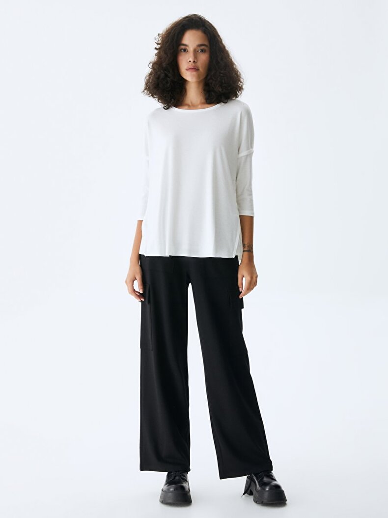 Ribbed Oversized Weiss Sweatshirt