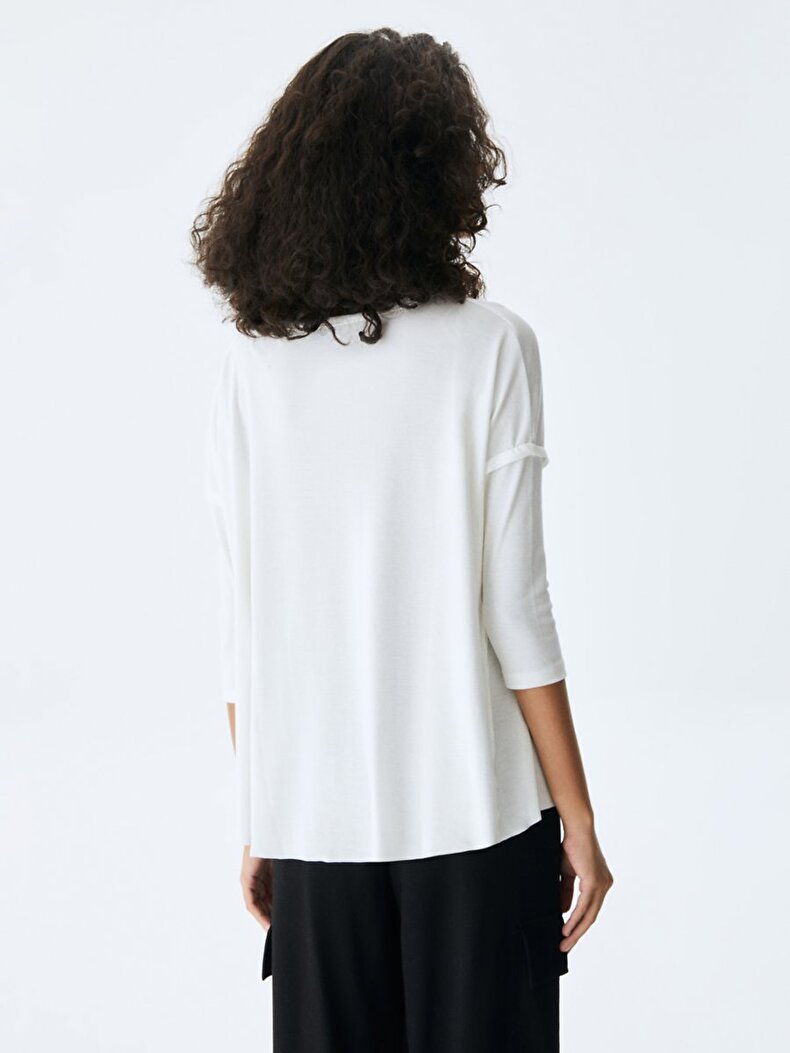 Ribbed Oversized Weiss Sweatshirt