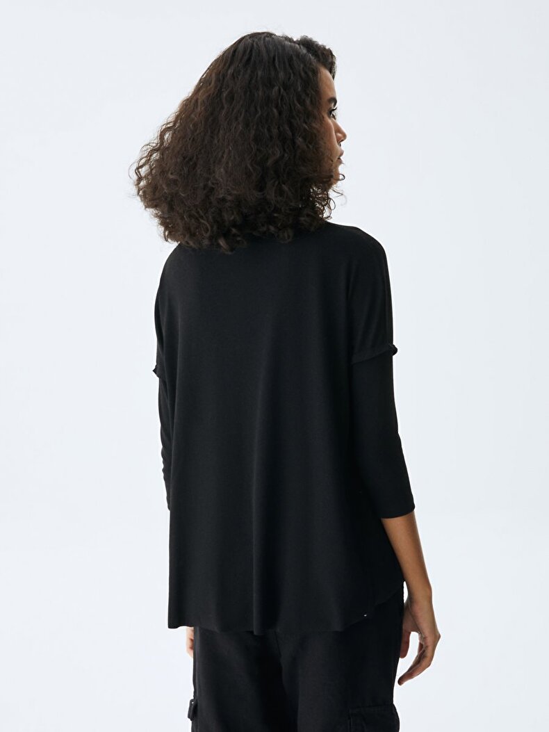 Ribbed Oversized Schwarz Sweatshirt