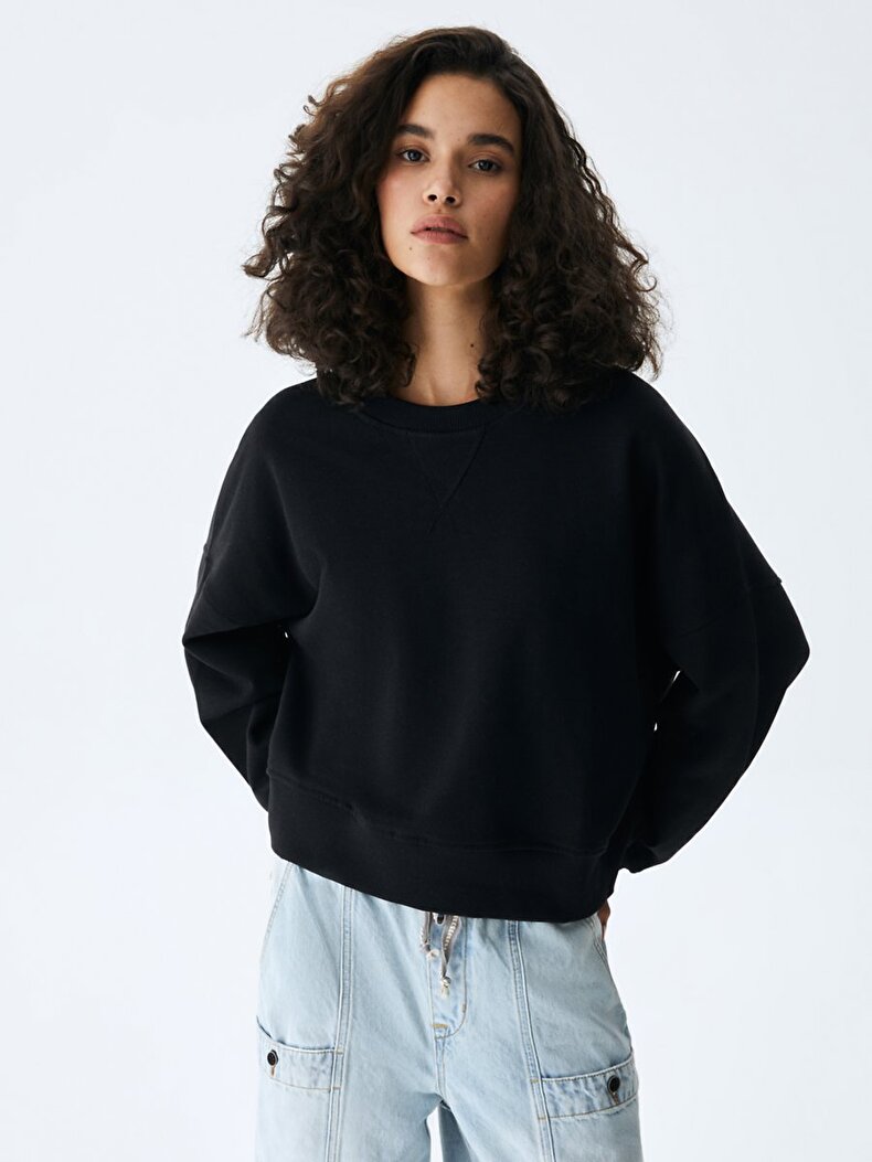 Crew Neck Schwarz Sweatshirt