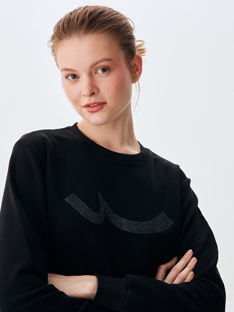 Ltb Logo Round Collar Black Sweatshirt