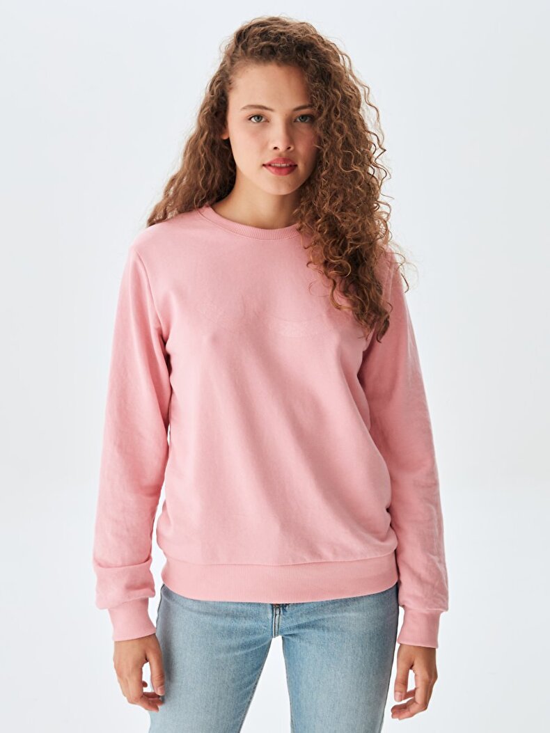Ltb Logo Round Collar Pink Sweatshirt