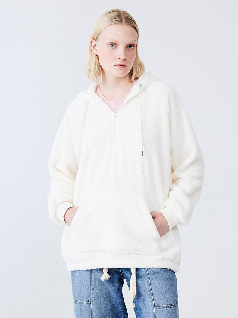 With Hood Print Embroidered Dust Sweatshirt