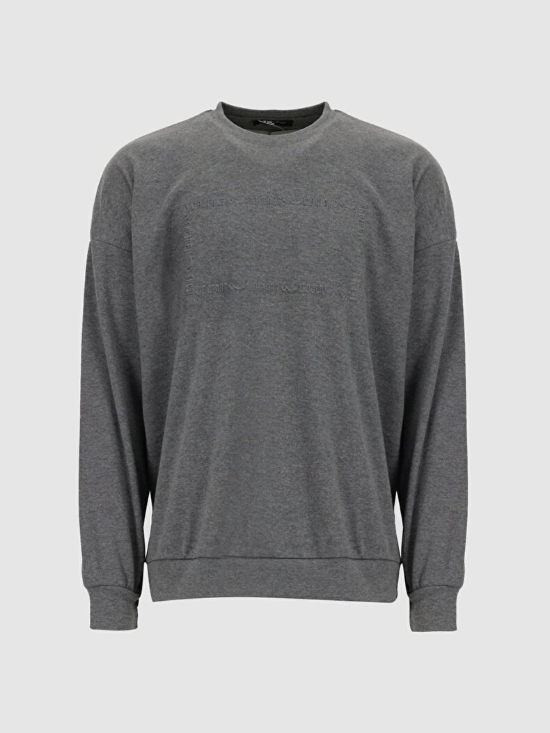 Crew Neck Basic Anthracite Sweatshirt