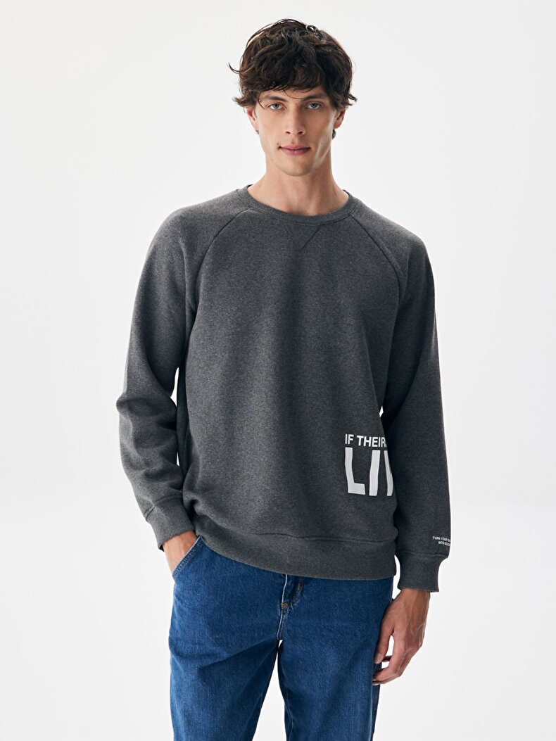 Print Crew Neck Dark Grey