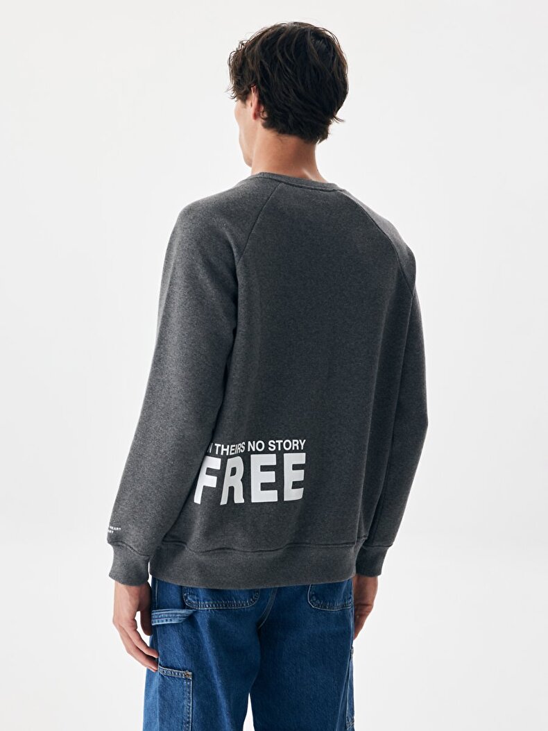 Print Crew Neck Dark Grey