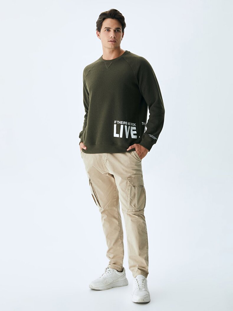 Print Crew Neck Grün Sweatshirt Print Crew Neck Grün Sweatshirt