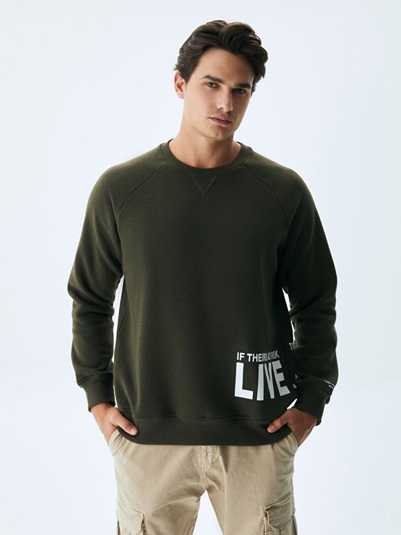 Print Crew Neck Groen Sweatshirt