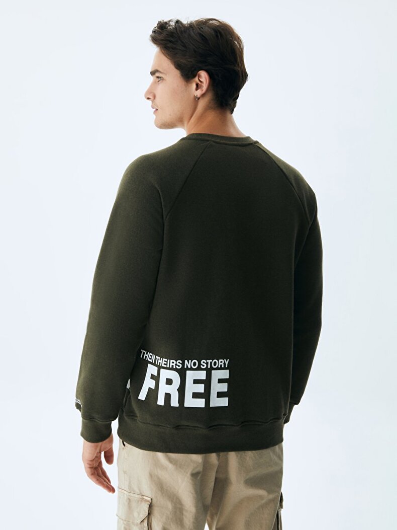 Print Crew Neck Groen Sweatshirt