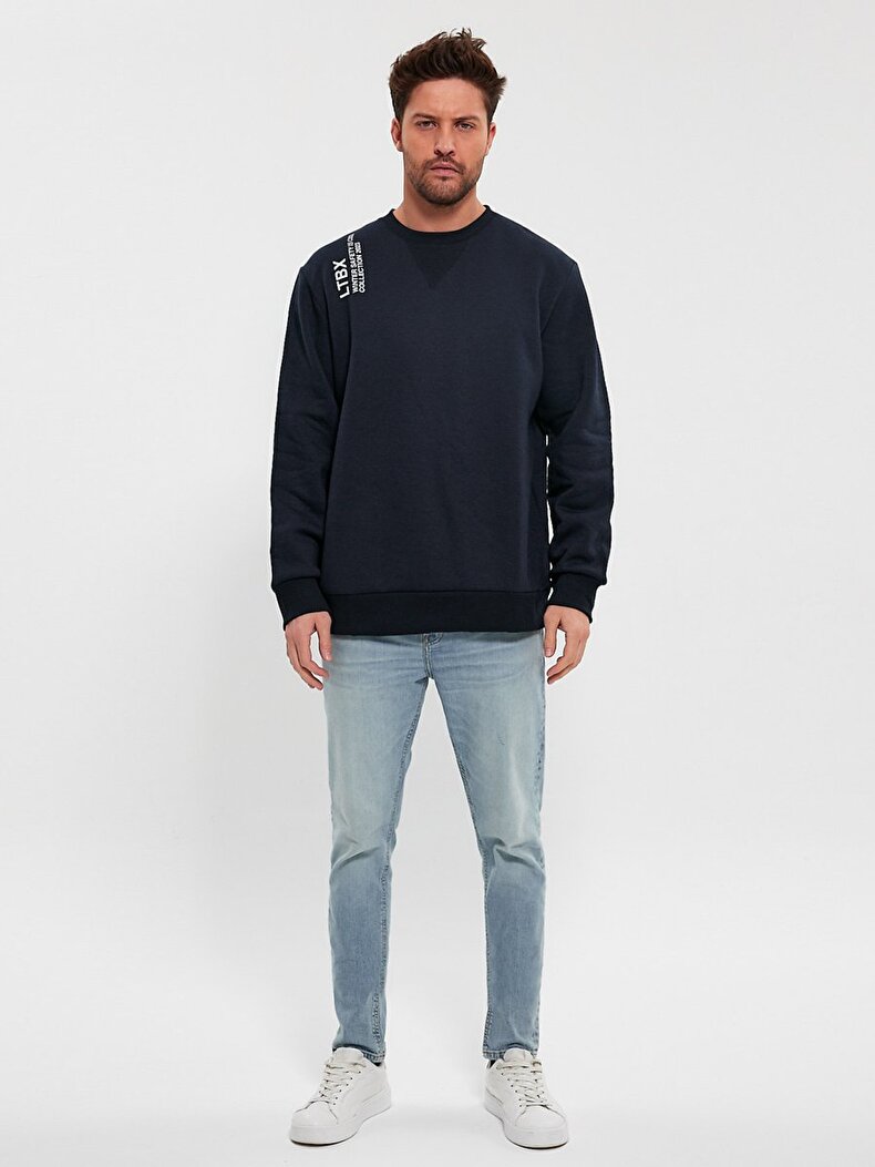 Print Dunkelblau Sweatshirt