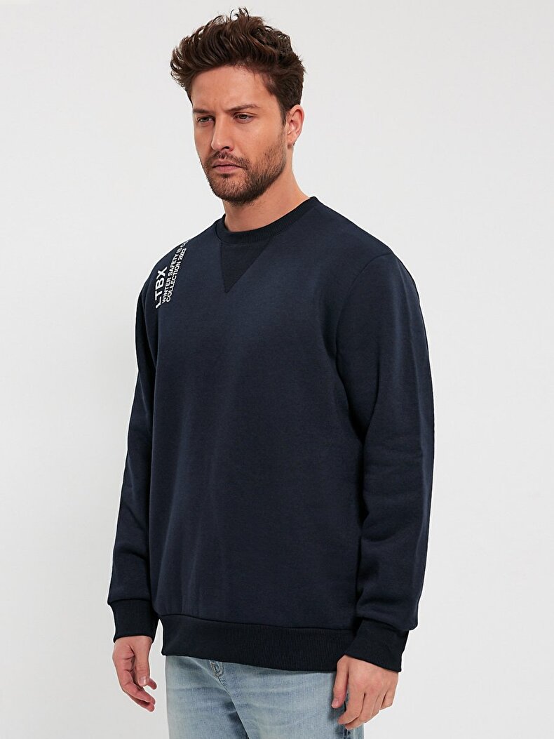 Print Dunkelblau Sweatshirt