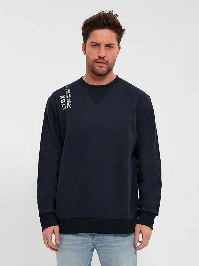 Print Dunkelblau Sweatshirt