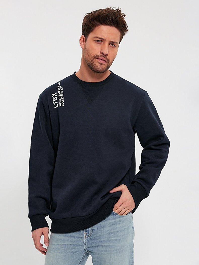 Print Dunkelblau Sweatshirt