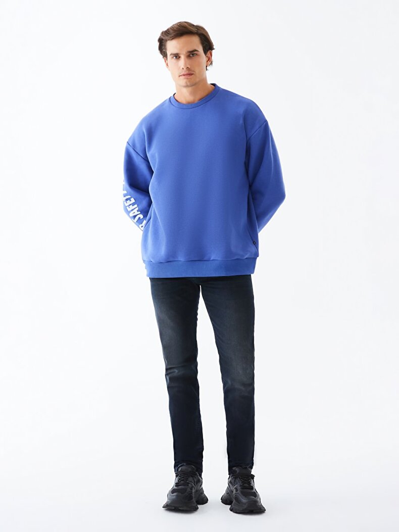 Arms Print With Print Dunkelblau Sweatshirt