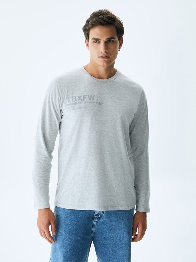 With Print Grey Sweatshirt