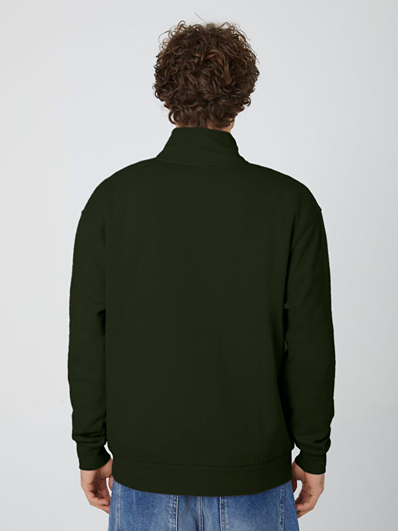 Collar Turtle Neck Buttoned Groen Sweatshirt