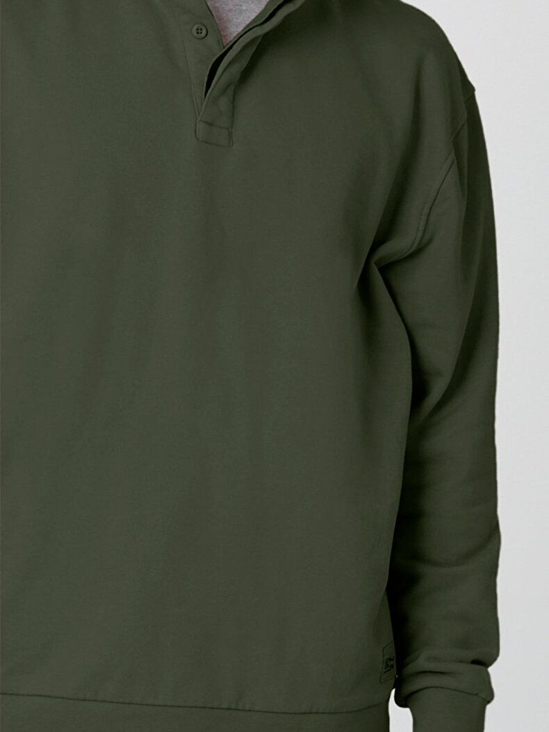 Collar Turtle Neck Buttoned Groen Sweatshirt