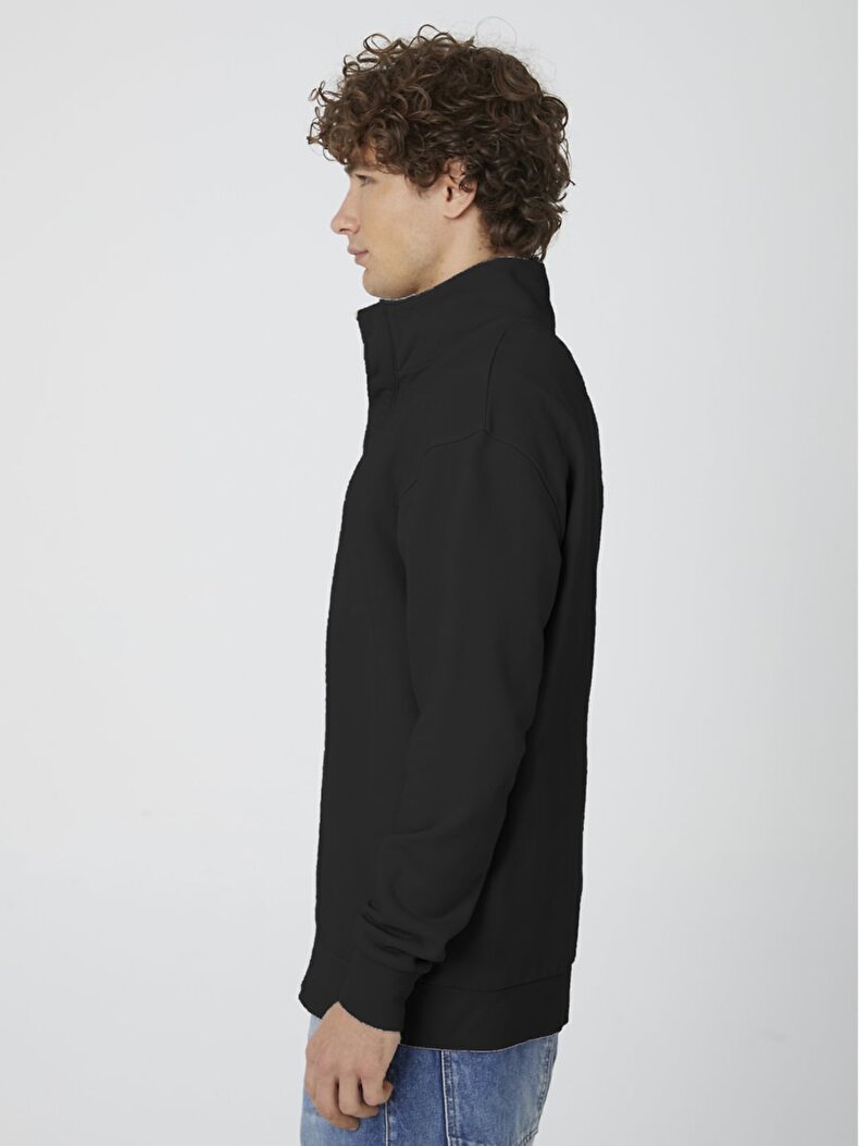 Collar Turtle Neck Buttoned Zwart Sweatshirt