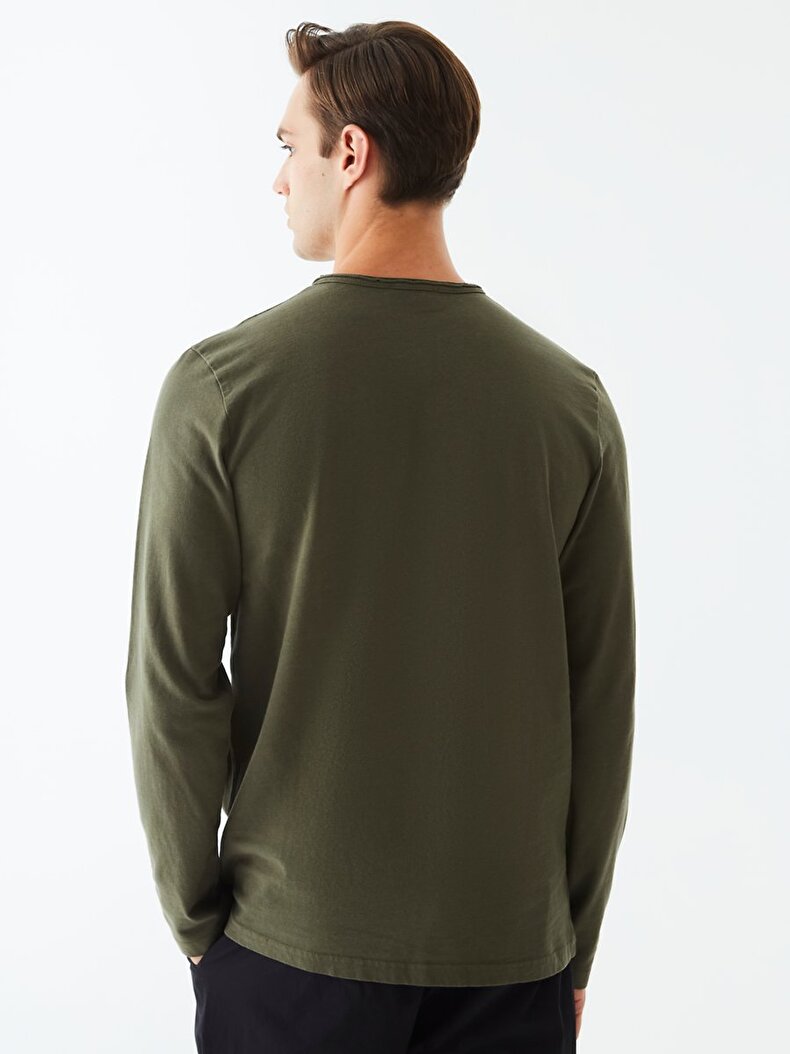 Basic Collar Turtle Neck Buttoned Grün Sweatshirt