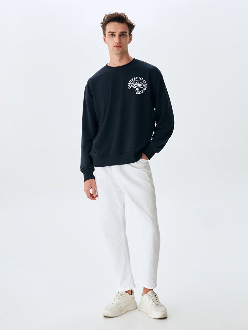 Contrast With Print Donkerblauw Sweatshirt