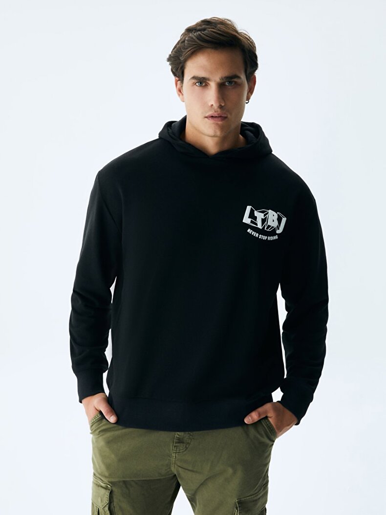 Ltb Logo With Hood Black Sweatshirt