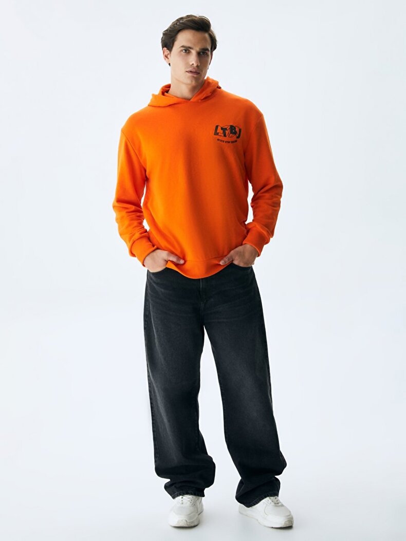 Ltb Logo With Hood Orange Sweatshirt