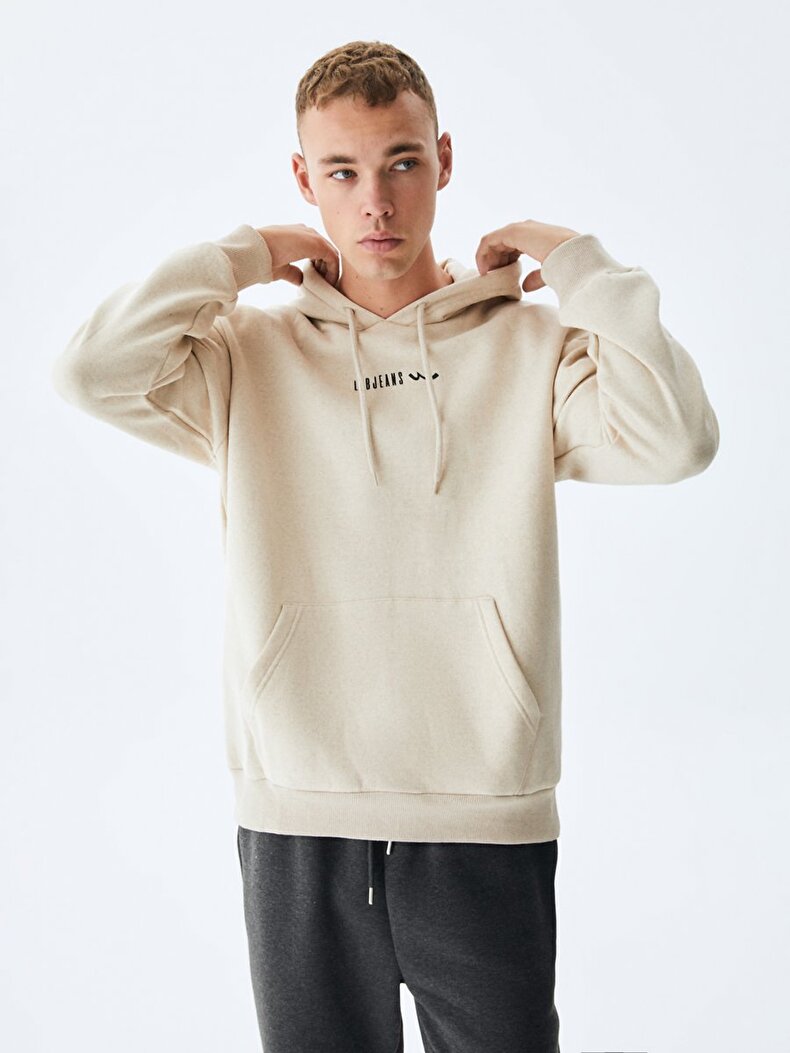 With Hood Beige Sweatshirt