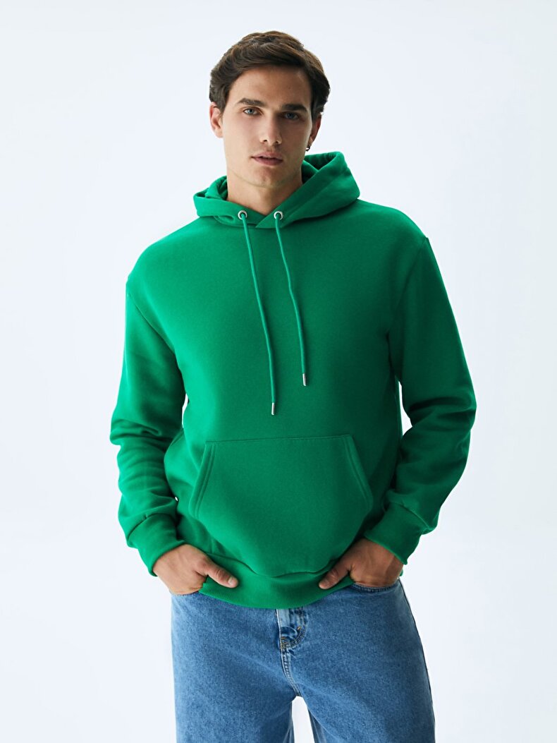 Basic With Hood Groen Sweatshirt
