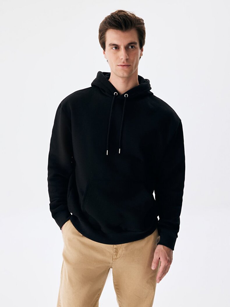 Basic With Hood Schwarz Sweatshirt