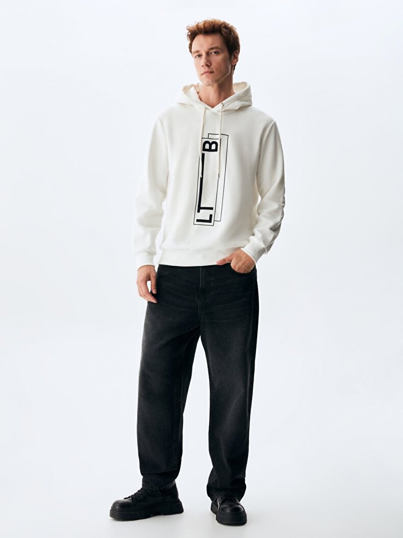 With Hood Graphic Print With Print White
