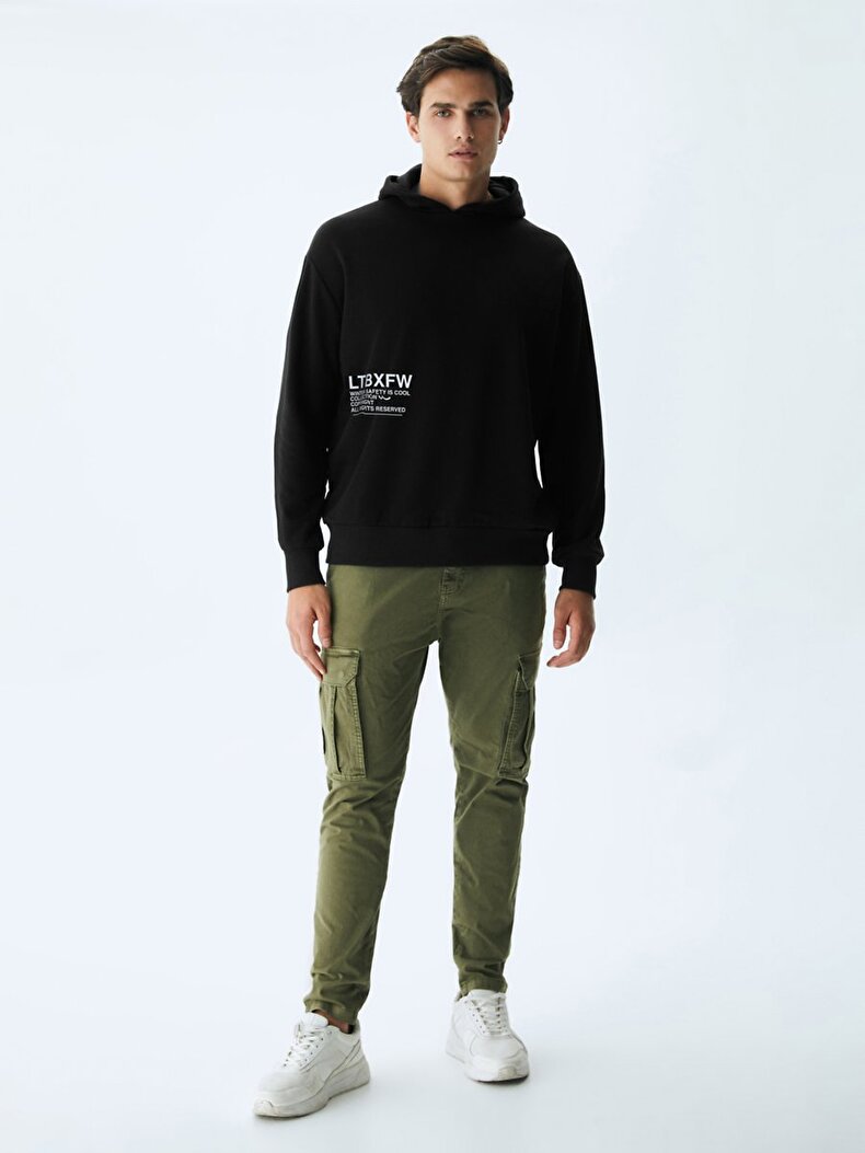 Print With Hood Schwarz Sweatshirt Print With Hood Schwarz Sweatshirt