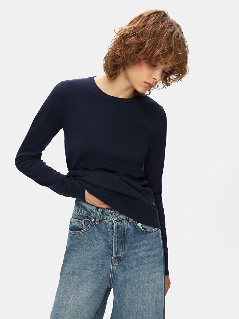 Dunkelblau Pullover