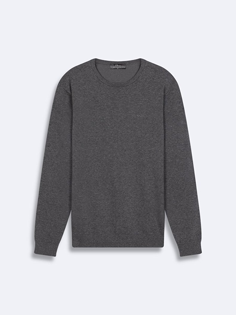 Basic Crew Neck Long Sleeve Knitwear Anthracite Pullover