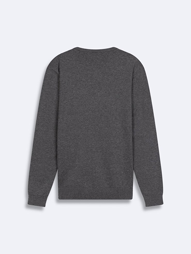 Basic Crew Neck Long Sleeve Knitwear Anthracite Pullover