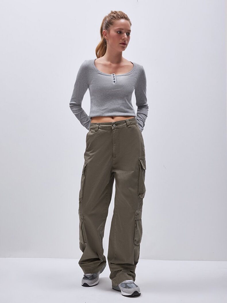 Detaylı Kargo Yeşil Pantolon
