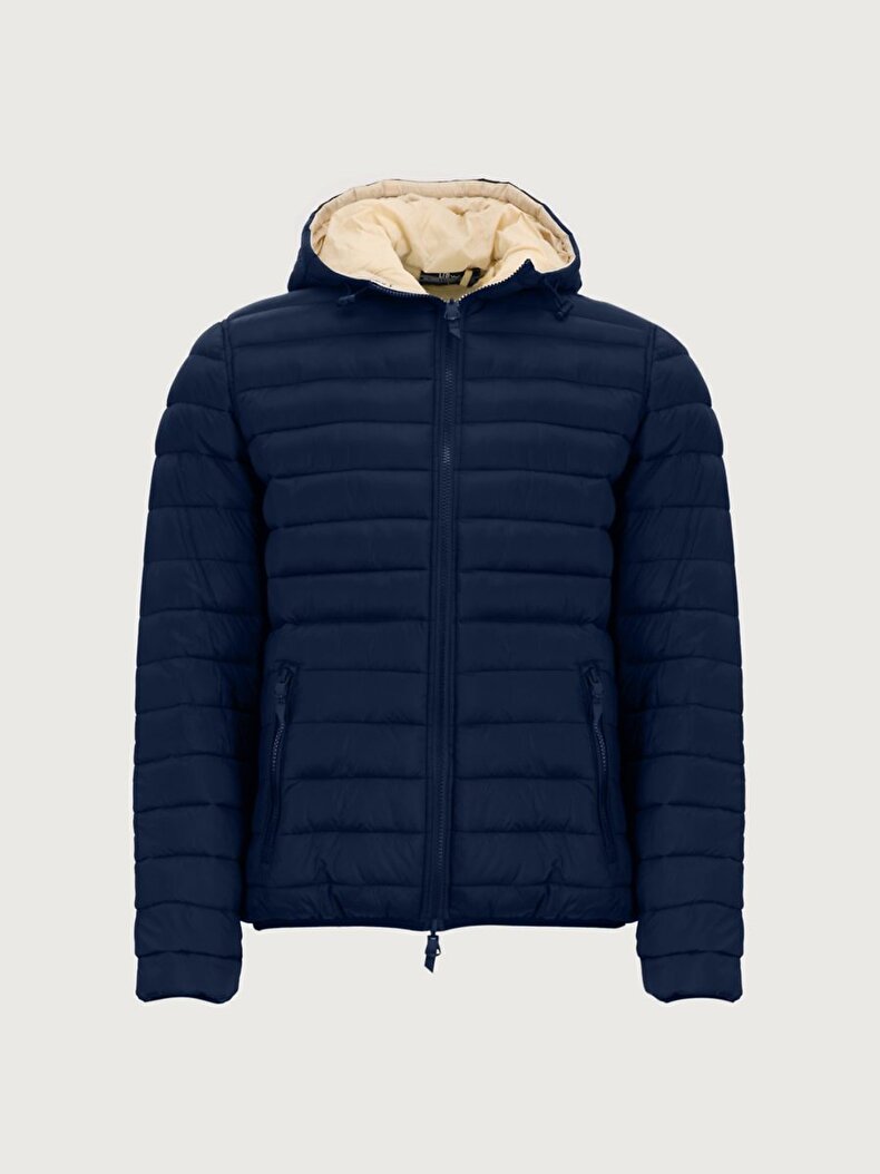 With Hood Straight Navy Coat